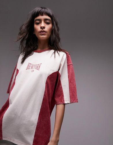 T-shirt oversize à imprimé New York style sport vintage - délavé - Topshop - Modalova