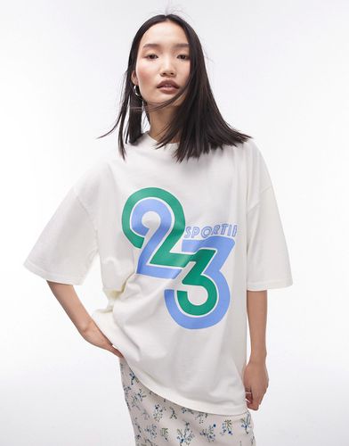 T-shirt oversize à motif sport 23 - Écru - Topshop - Modalova