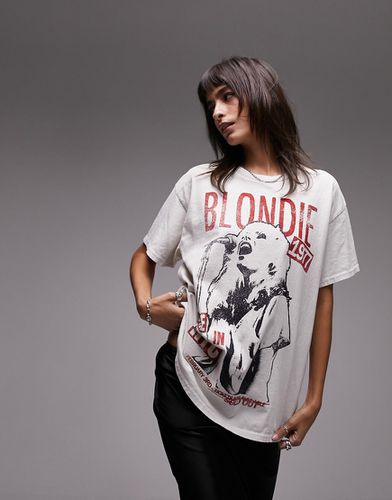 T-shirt oversize avec imprimé Blondie Live in NYC sous licence - Écru - Topshop - Modalova