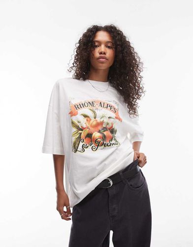 T-shirt oversize avec imprimé Les Pêches - Crème - Topshop - Modalova