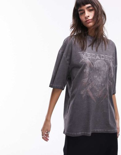 T-shirt oversize avec imprimé Megadeath sous licence - Anthracite - Topshop - Modalova