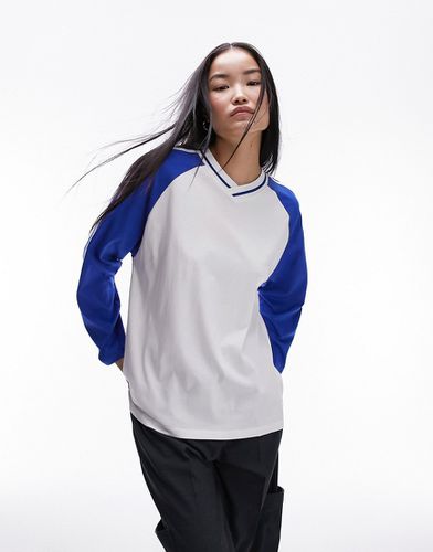 T-shirt style skate effet color block à manches longues - de cobalt - Topshop - Modalova