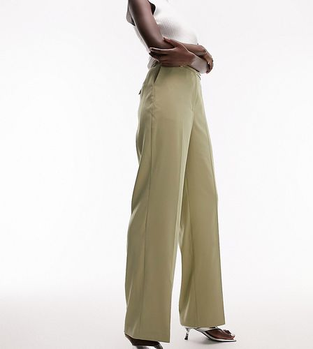 Pantalon souple droit d'ensemble avec poche arrière - Sauge - Topshop Tall - Modalova