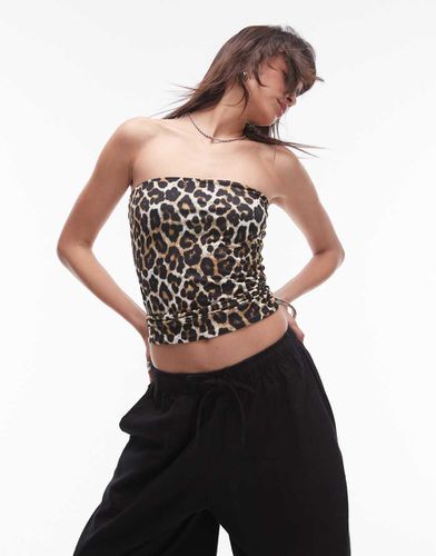 Top bustier à imprimé léopard - Topshop - Modalova