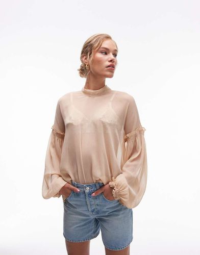 Top transparent avec encolure nouée - Blush - Topshop - Modalova