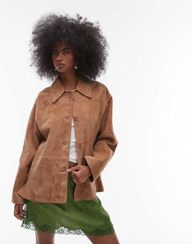Veste en daim de qualit suprieure - Camel - Topshop - Modalova