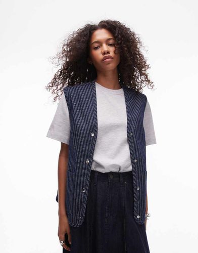 Veste sans manches en denim rayé - Topshop - Modalova