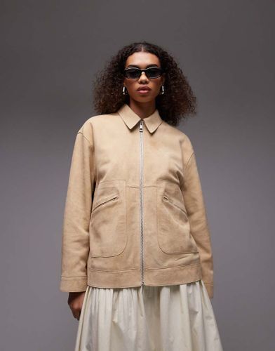 Veste surpique en daim de qualit suprieure - Topshop - Modalova