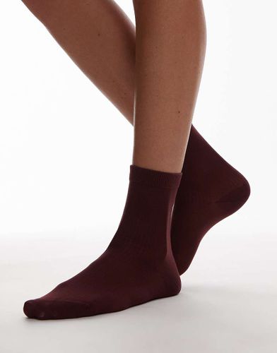 Chaussettes côtelées transparentes - Bordeaux - Topshop - Modalova