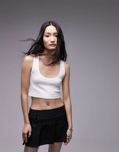 Topshop - Crop top côtelé - Blanc - Topshop - Modalova