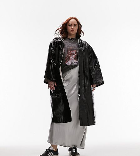 Curve - Manteau à capuche en vinyle enduit - Noir - Topshop - Modalova
