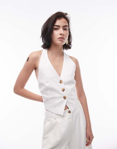 Gilet de tailleur d'ensemble à dos nu avec languette à l'arrière - Écru - Topshop - Modalova