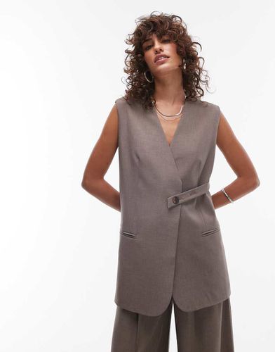 Gilet de tailleur d'ensemble sans manches avec languette à l'arrière - Sable - Topshop - Modalova