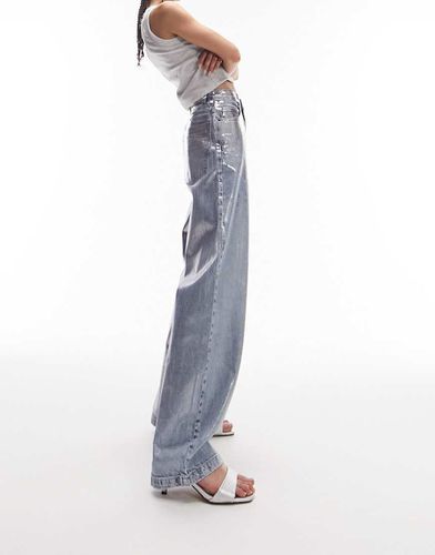 Jean baggy effet métallisé - Argent délavé - Topshop - Modalova