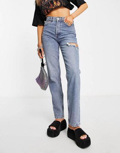 Jean dad déchiré sur le côté - délavé - Topshop - Modalova