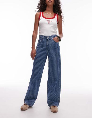 Jean droit ample  taille mi-haute - moyen  rayures - Topshop - Modalova