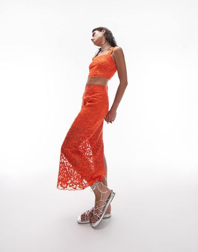 Jupe mi-longue d'ensemble en dentelle de qualité supérieure - Orange - Topshop - Modalova