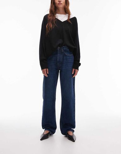 Kort - Jean droit à taille haute - profond - Topshop - Modalova