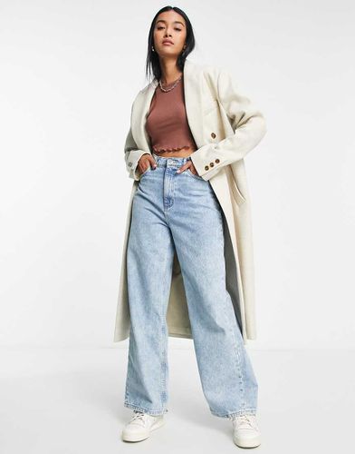 Manteau long à double boutonnage - Grège - Topshop - Modalova