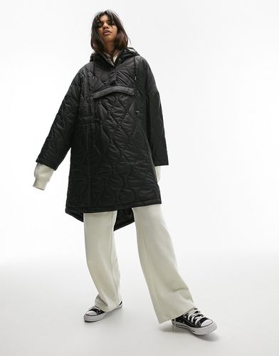 Manteau long matelassé coupe trapèze avec capuche et doublure - Topshop - Modalova