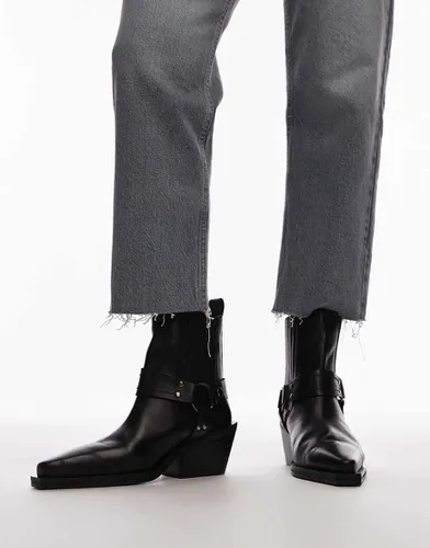 Maxy - Bottes en cuir style western avec harnais - Topshop - Modalova