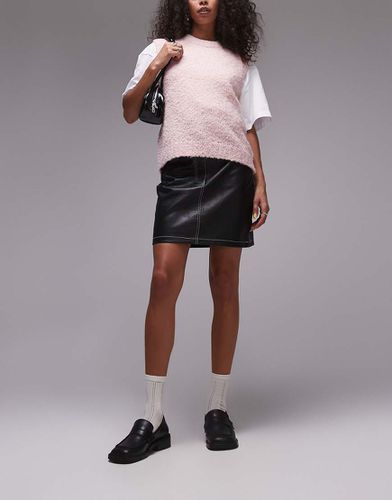 Mini-jupe en similicuir avec coutures contrastantes - Topshop - Modalova