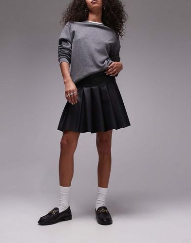 Mini-jupe plissée en similicuir - Topshop - Modalova