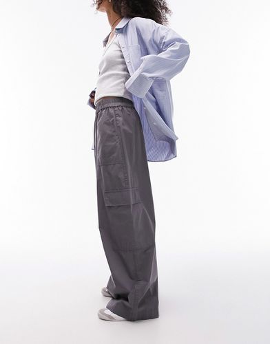 Pantalon ample à enfiler avec poches cargo - Anthracite - Topshop - Modalova