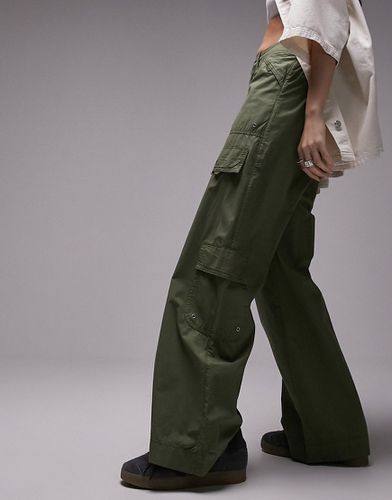 Pantalon cargo taille basse style années 2000 avec aillets - Kaki - Topshop - Modalova