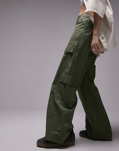 Pantalon cargo taille basse style années 2000 avec aillets - Kaki - Topshop - Modalova