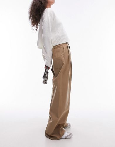 Pantalon chino à taille haute avec poches fonctionnelles - Sable - Topshop - Modalova