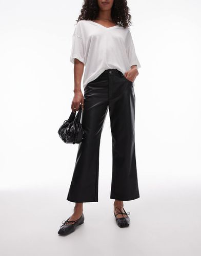 Pantalon droit longueur cheville en similicuir - Topshop - Modalova