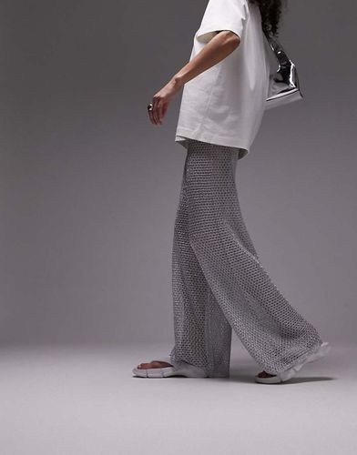 Pantalon en maille - Argent métallisé - Topshop - Modalova