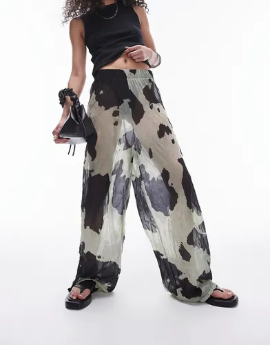 Pantalon froissé transparent à imprimé vache - Topshop - Modalova