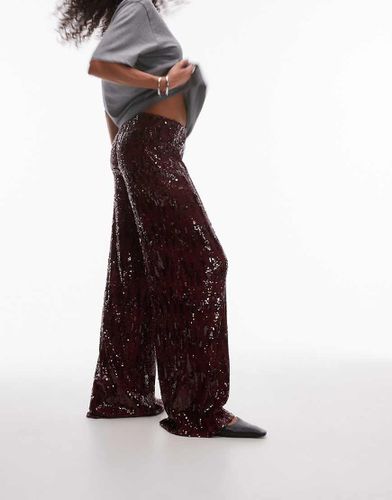 Pantalon large à sequins - Bordeaux - Topshop - Modalova