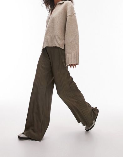Pantalon large plissé - Kaki - Topshop - Modalova