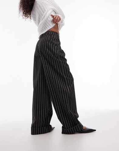 Pantalon large rayé avec ourlets à revers - Topshop - Modalova