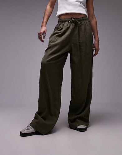 Pantalon plissé ample - Kaki - Topshop - Modalova