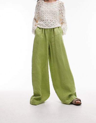 Pantalon plissé ultra ample en lin - pop - Topshop - Modalova
