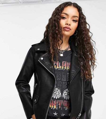Petite - Blouson style motard classique en imitation cuir - Topshop - Modalova