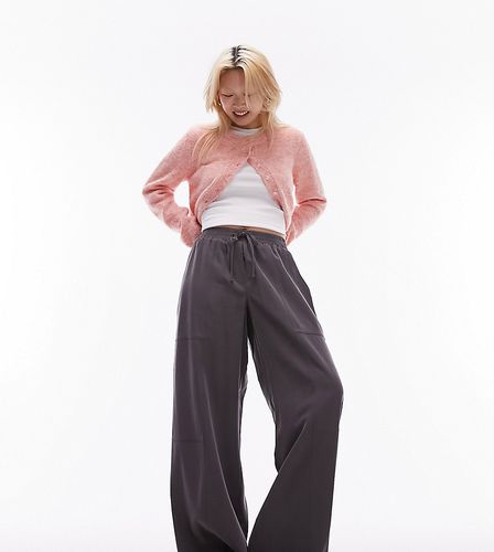 Pantalon large à enfiler - Anthracite - Topshop Petite - Modalova