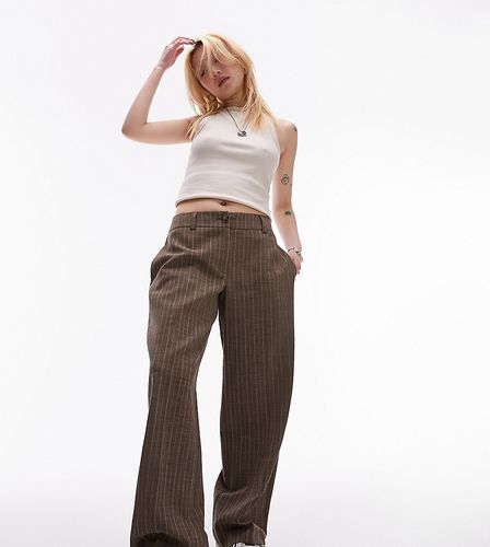 Pantalon taille basse rayé - Marron - Topshop Petite - Modalova