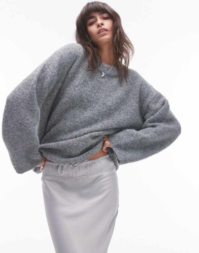 Pull ras de cou oversize coupe carrée en maille duveteuse - Topshop - Modalova