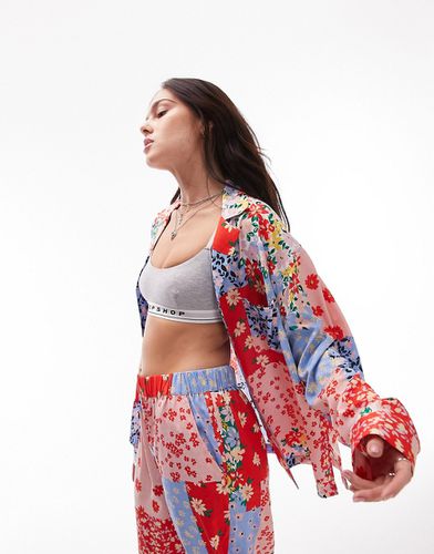 Pyjama avec pantalon et chemise à fleurs style patchwork - Topshop - Modalova