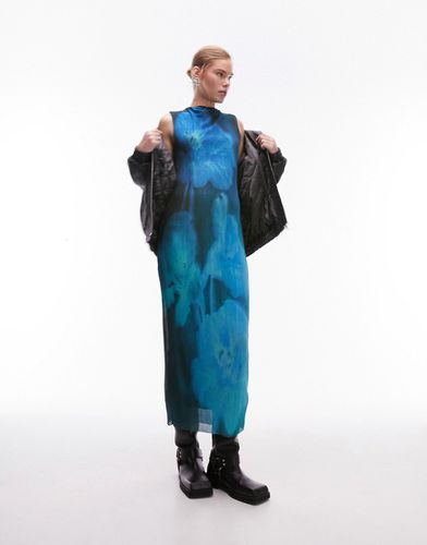 Robe mi-longue droite texturée avec motif fleuri abstrait - Topshop - Modalova