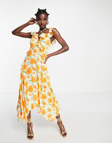 Robe nuisette mi-longue pour les grandes occasions à volants avec motif fleurs - Topshop - Modalova