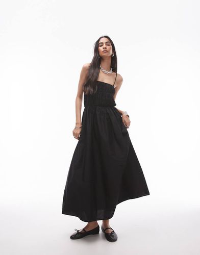 Robe bandeau longue en popeline - Topshop - Modalova