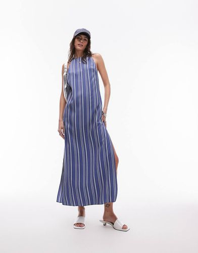 Robe colonne longue sans manches à rayures et fente haute - Topshop - Modalova