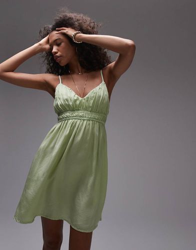 Robe courte froncée - délavé - Topshop - Modalova