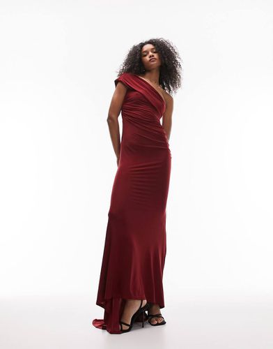 Robe longue asymétrique drapée et moulante en tissu ultra doux - Topshop - Modalova